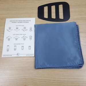 CON.STRUCT Mens Pocket Square Blue Satin + Holder Folder Tool Guide